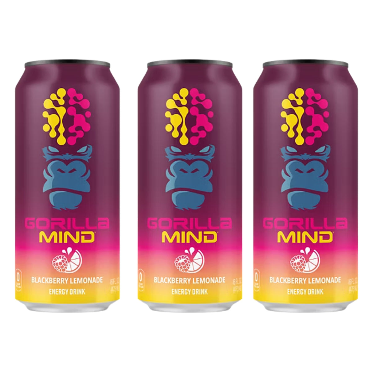 Gorilla Mind Energy Drink, 200mg Caffeine, Enhanced Focus and Mental Clarity, Zero Sugar, 3-12cans, Various Flavors - Ultimate Sup Singapore