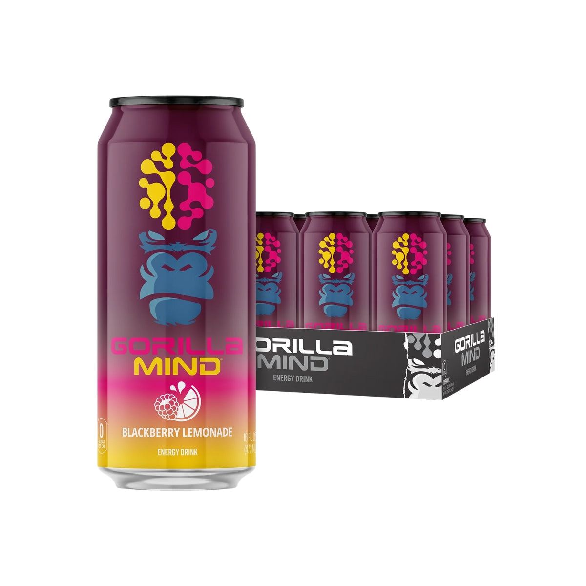 Gorilla Mind Energy Drink, 200mg Caffeine, Enhanced Focus and Mental Clarity, Zero Sugar, 3-12cans, Various Flavors - Ultimate Sup Singapore