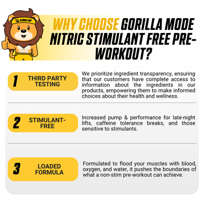 Gorilla Mind, Gorilla Mode Nitric Upgraded Stimulant Free Pre-Workout, Massive Pumps 40 servings - Ultimate Sup Singapore