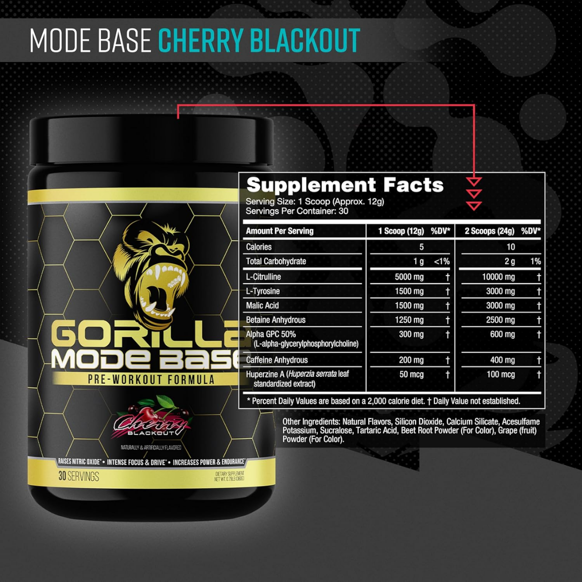 Gorilla Mode Base Pre Workout, Intense Focus & Drive Endurance, Incredible Taste 30 sers - Ultimate Sup Singapore