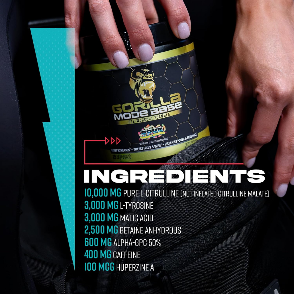 Gorilla Mode Base Pre Workout, Intense Focus & Drive Endurance, Incredible Taste 30 sers - Ultimate Sup Singapore