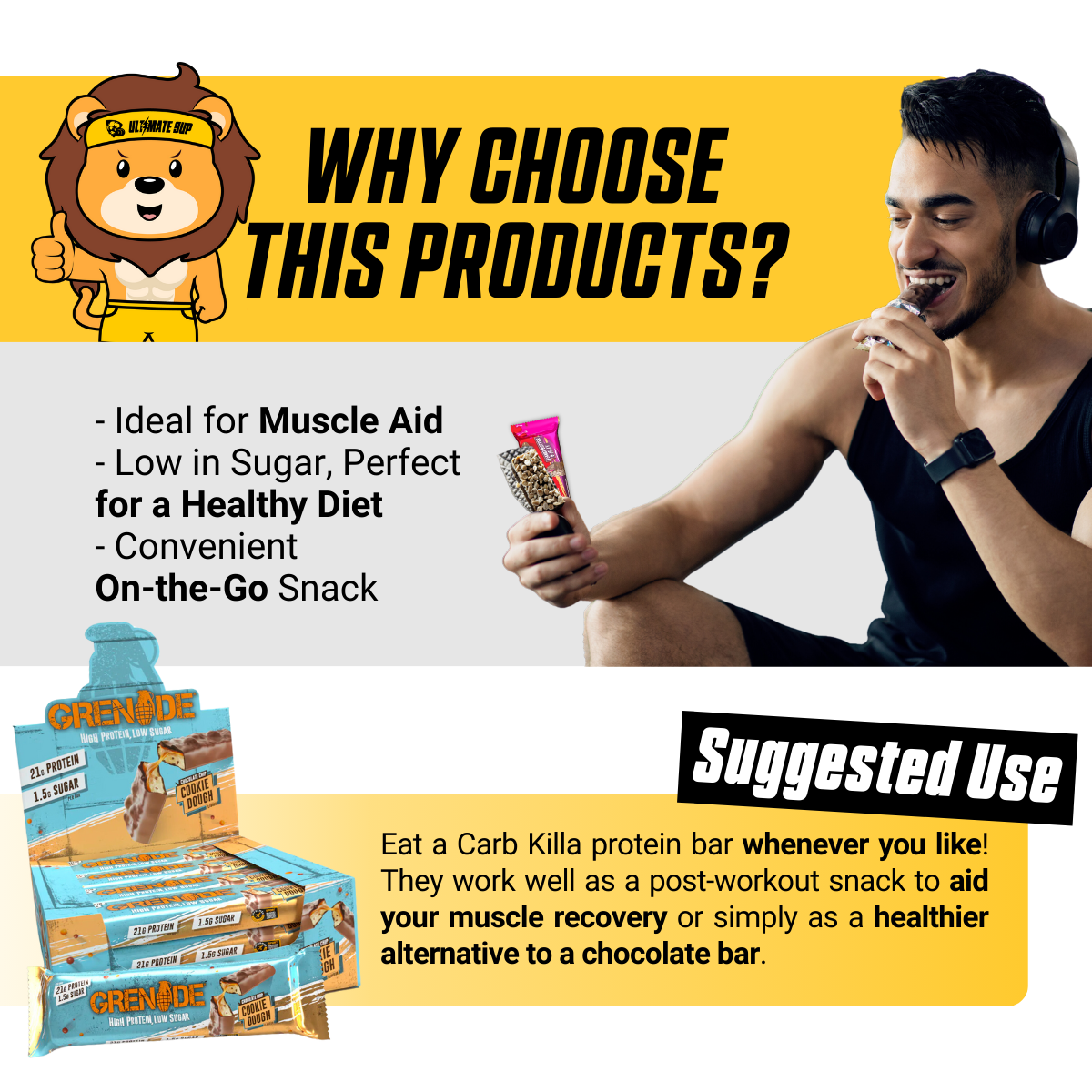 Grenade, Carb Killa Protein Bar, 12 packs - Ultimate Sup Singapore