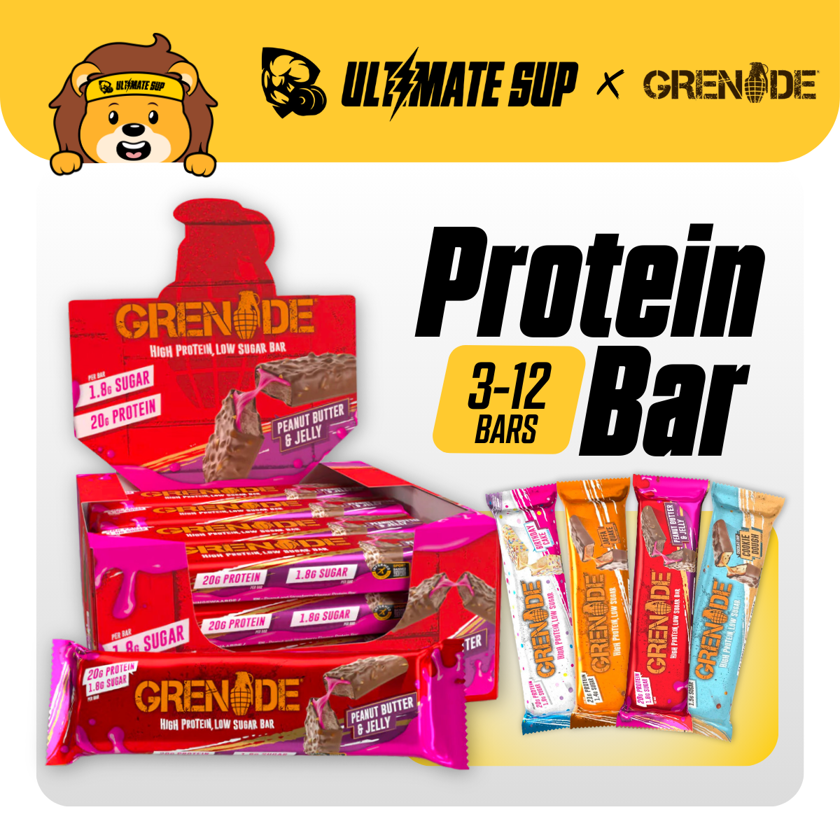 Grenade, Carb Killa Protein Bar, 12 packs - Ultimate Sup Singapore