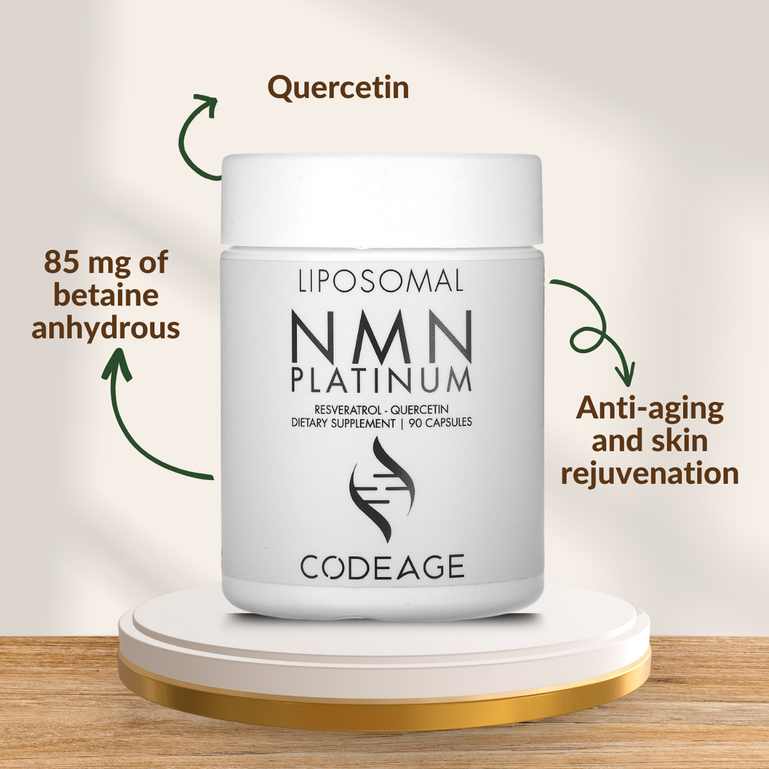 Codeage | Liposomal NMN Platinum | Resveratrol | Quercetin | 90 Capsules - Ultimate Sup Singapore