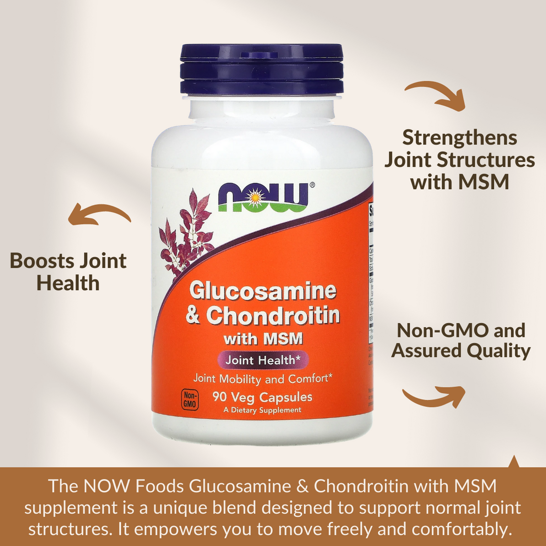 NOW Foods, Glucosamine & Chondroitin with MSM, Joint Health, Dietary Supplement, 90 Capsules - Ultimate Sup Singapore