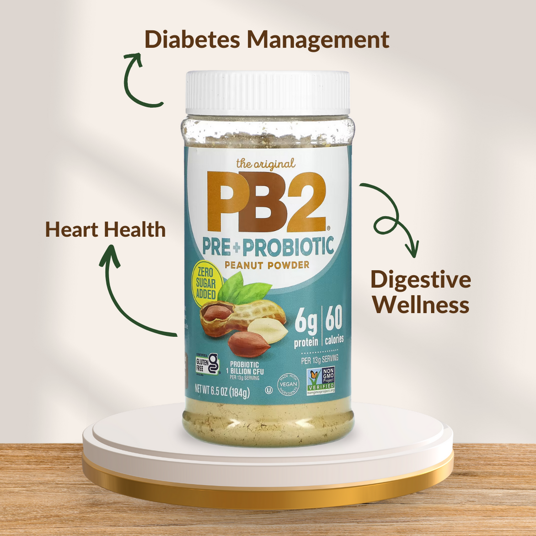 PB2 Foods, The Original PB2, Pre + Probiotic Peanut Powder - Digestive & Diabetes Supplement, 6.5 oz (184 g) - Ultimate Sup Singapore