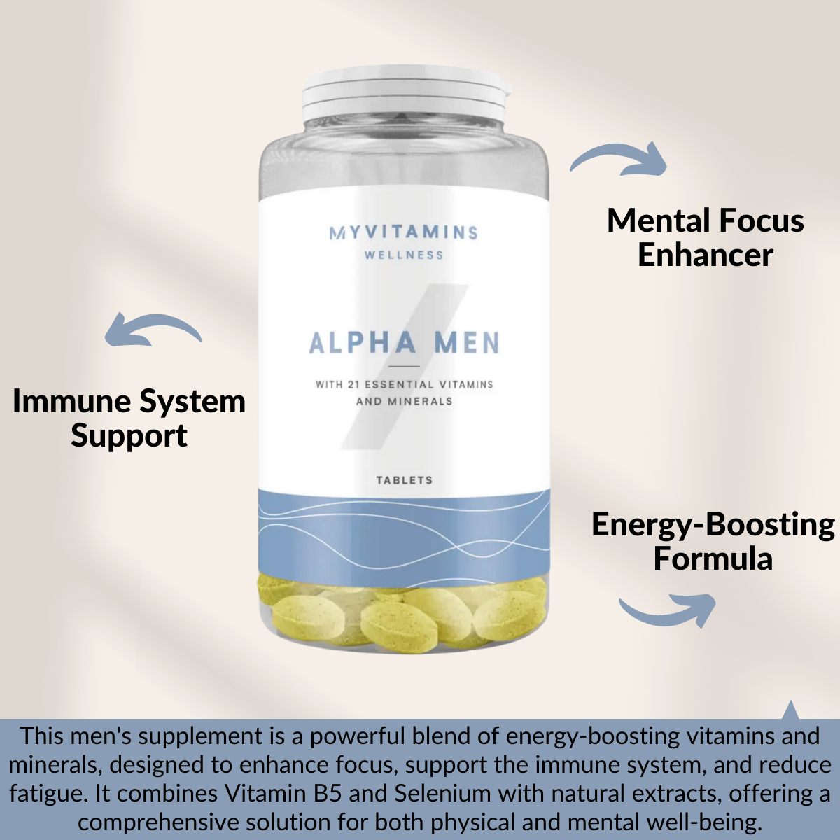 Myprotein Alpha Men Multivitamin Tablets | Essential Vitamins & Minerals | Vital for a Healthy Immune System, 120-240 Tablets, 60-120 Servings - Ultimate Sup Singapore