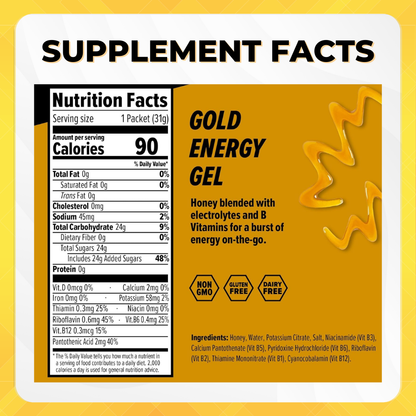 Honey Stinger Gold Energy Gel, Gluten Free & Caffeine Free, Sports Nutrition for Home & Gym, Pre and Mid Workout, 1 pack - Ultimate Sup Singapore