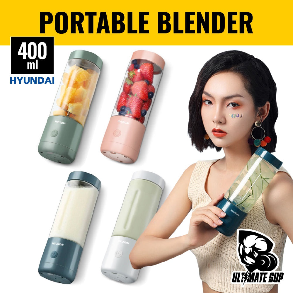 Hyundai Portable Automatic Blender Bottle | Personal Fruit Juicer | Protein Shaker 4 Blades 400ml - Ultimate Sup Singapore