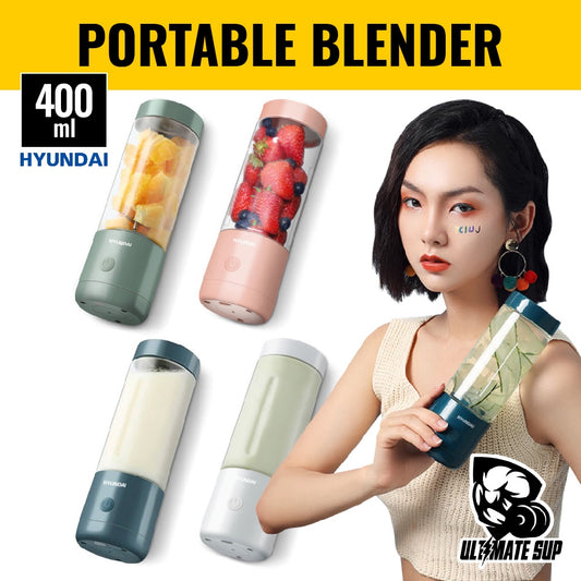 Hyundai Portable Automatic Blender Bottle | Personal Fruit Juicer | Protein Shaker 4 Blades 400ml - Ultimate Sup Singapore
