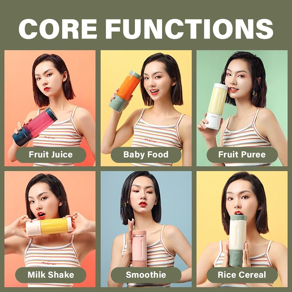 Hyundai Portable Automatic Blender Bottle | Personal Fruit Juicer | Protein Shaker 4 Blades 400ml - Ultimate Sup Singapore