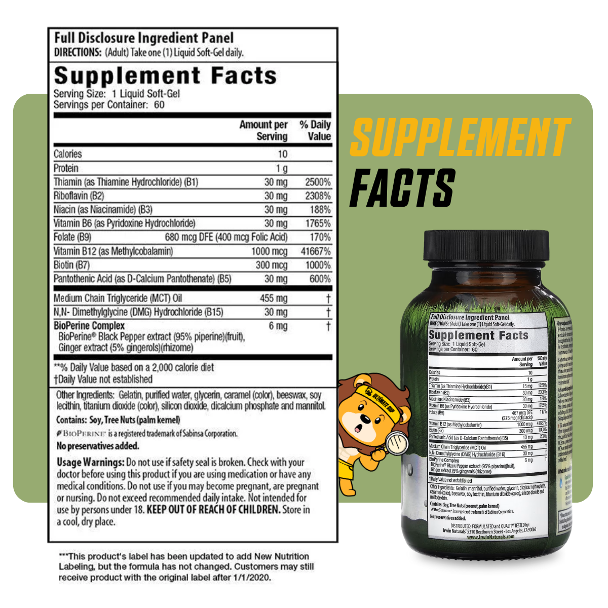 Irwin Naturals, Mega B-Complex with Quick Energy MCT's, 60 Liquid Soft-Gels - Ultimate Sup Singapore