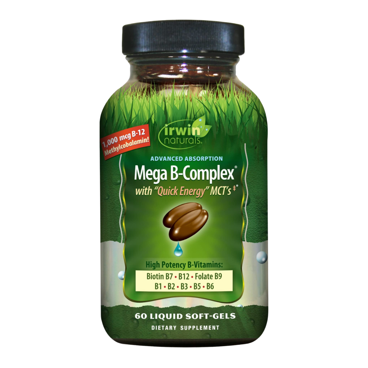 Irwin Naturals, Mega B-Complex with Quick Energy MCT's, 60 Liquid Soft-Gels - Ultimate Sup Singapore