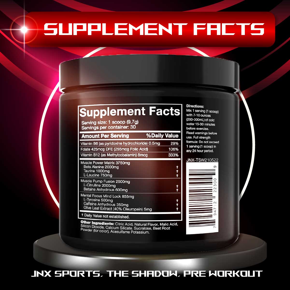JNX Sports, Shadow! Pre-Workout, 30 Sers - Ultimate Sup Singapore