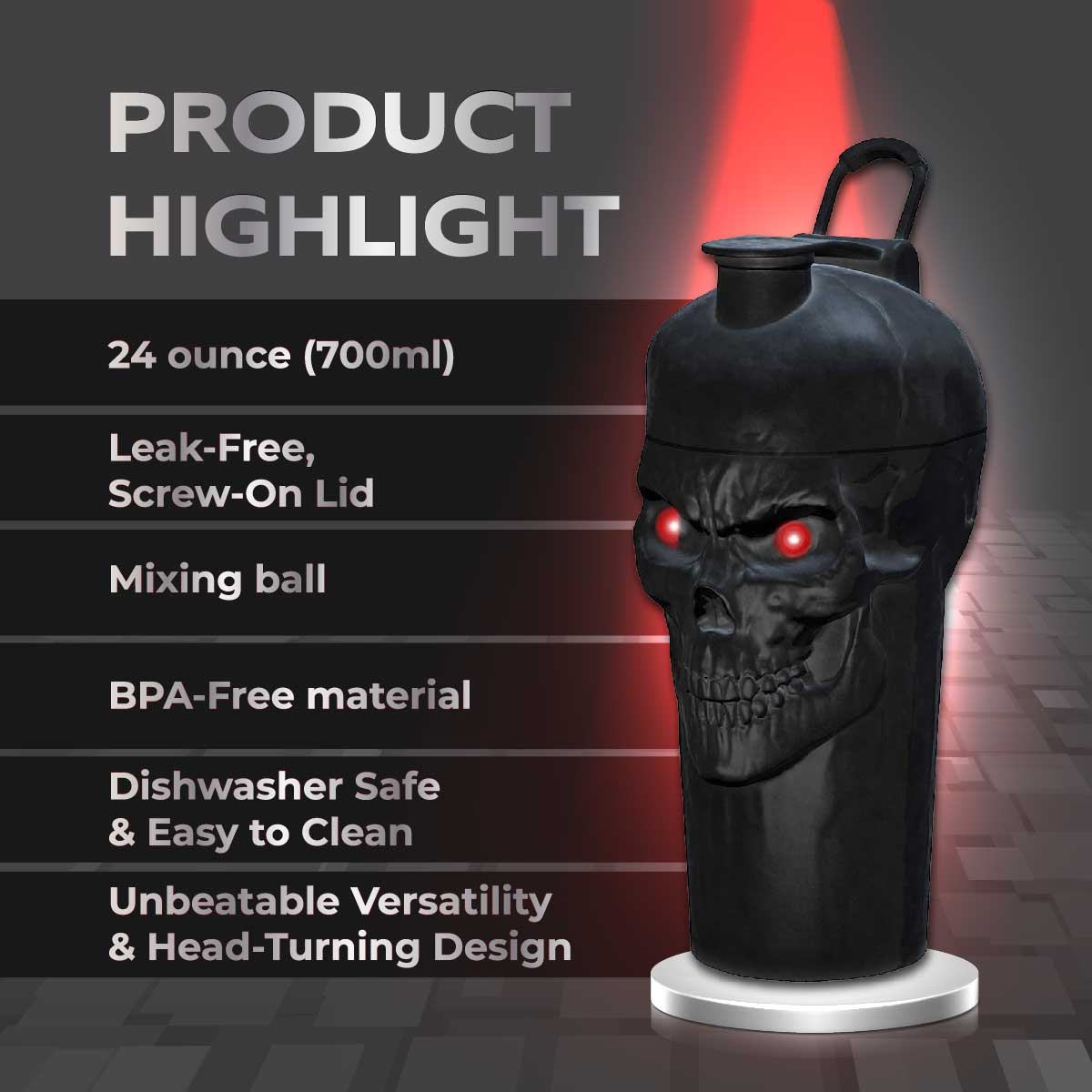 JNX Sports, Shaker Bottle, Full Black, 24 oz - Ultimate Sup Singapore