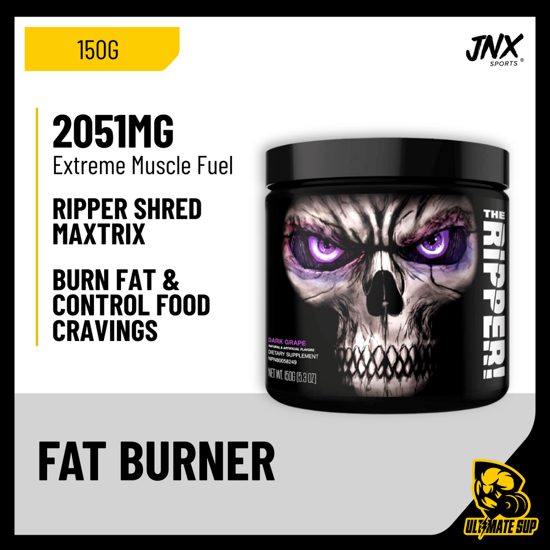 JNX Sports, The Ripper Fat Burner, 0.33 lb (150 g) - Ultimate Sup Singapore