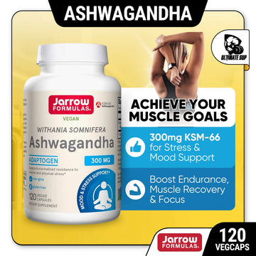 Jarrow Formulas, Ashwagandha, 300 mg, 120 Veggie Capsules - Ultimate Sup Singapore
