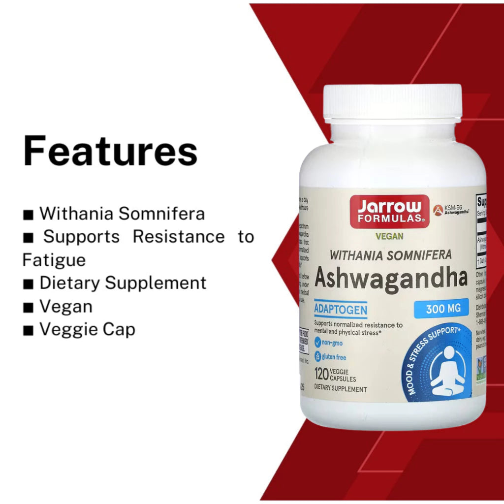 Jarrow Formulas, Ashwagandha, 300 mg, 120 Veggie Capsules - Ultimate Sup Singapore
