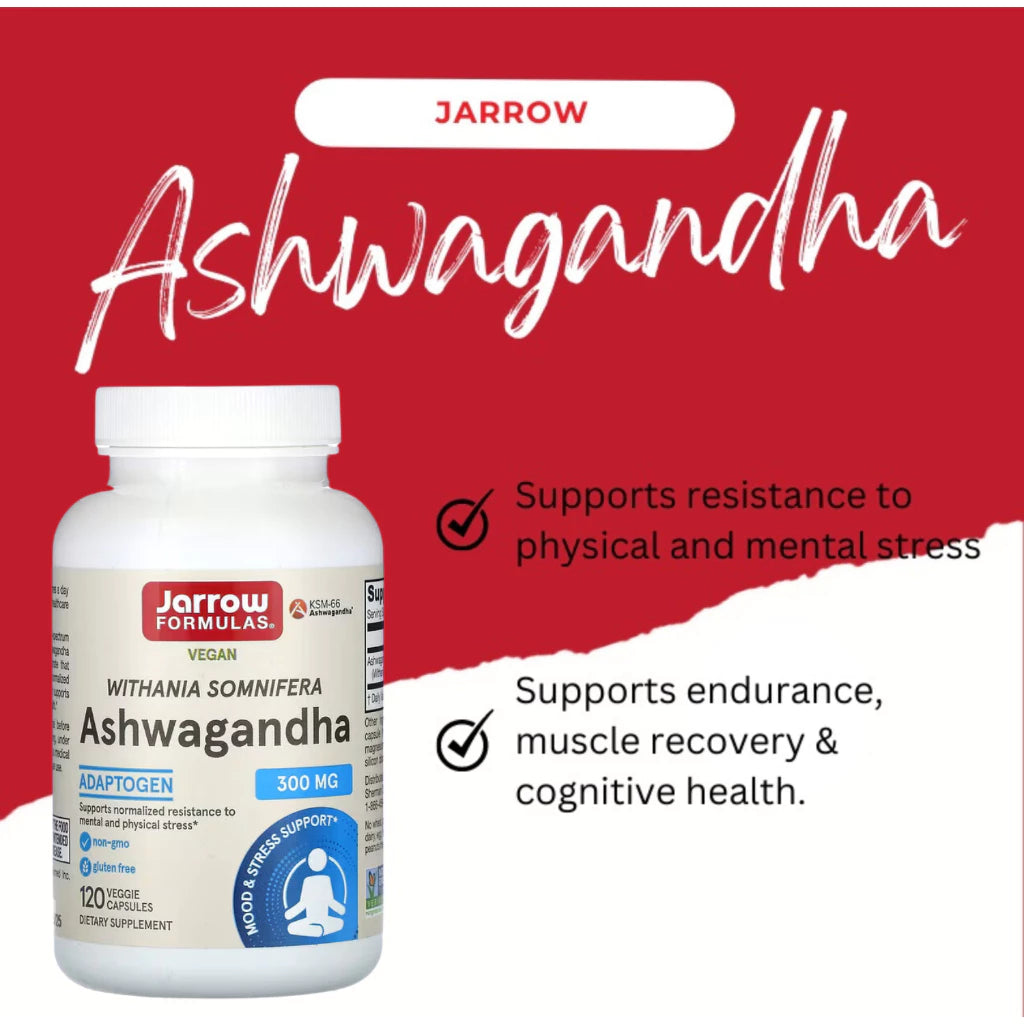 Jarrow Formulas, Ashwagandha, 300 mg, 120 Veggie Capsules - Ultimate Sup Singapore