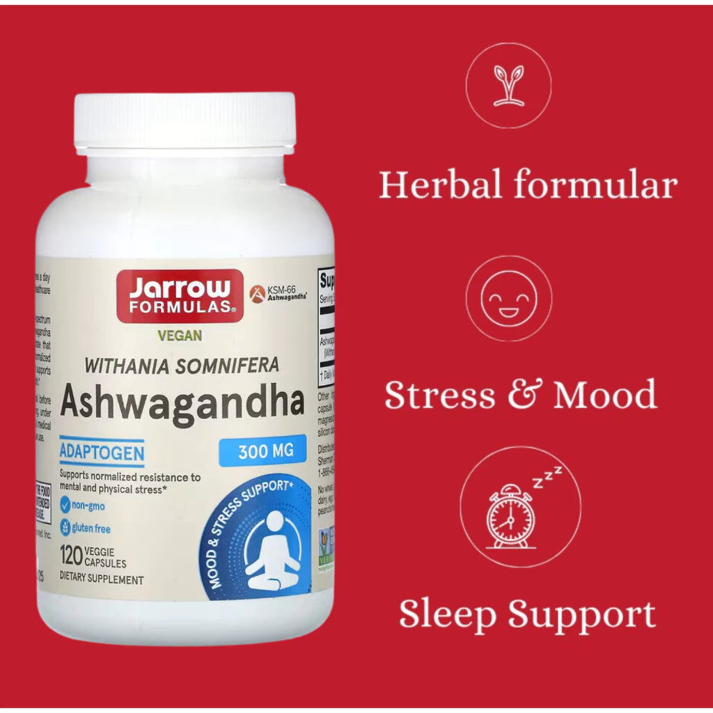 Jarrow Formulas, Ashwagandha, 300 mg, 120 Veggie Capsules - Ultimate Sup Singapore