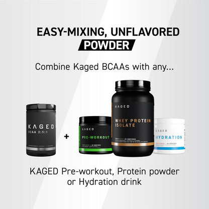 Kaged BCAA 2:1:1, Third Party Tested by Informed Choice, 98% Purity, Unflavored, 400g - Ultimate Sup Singapore