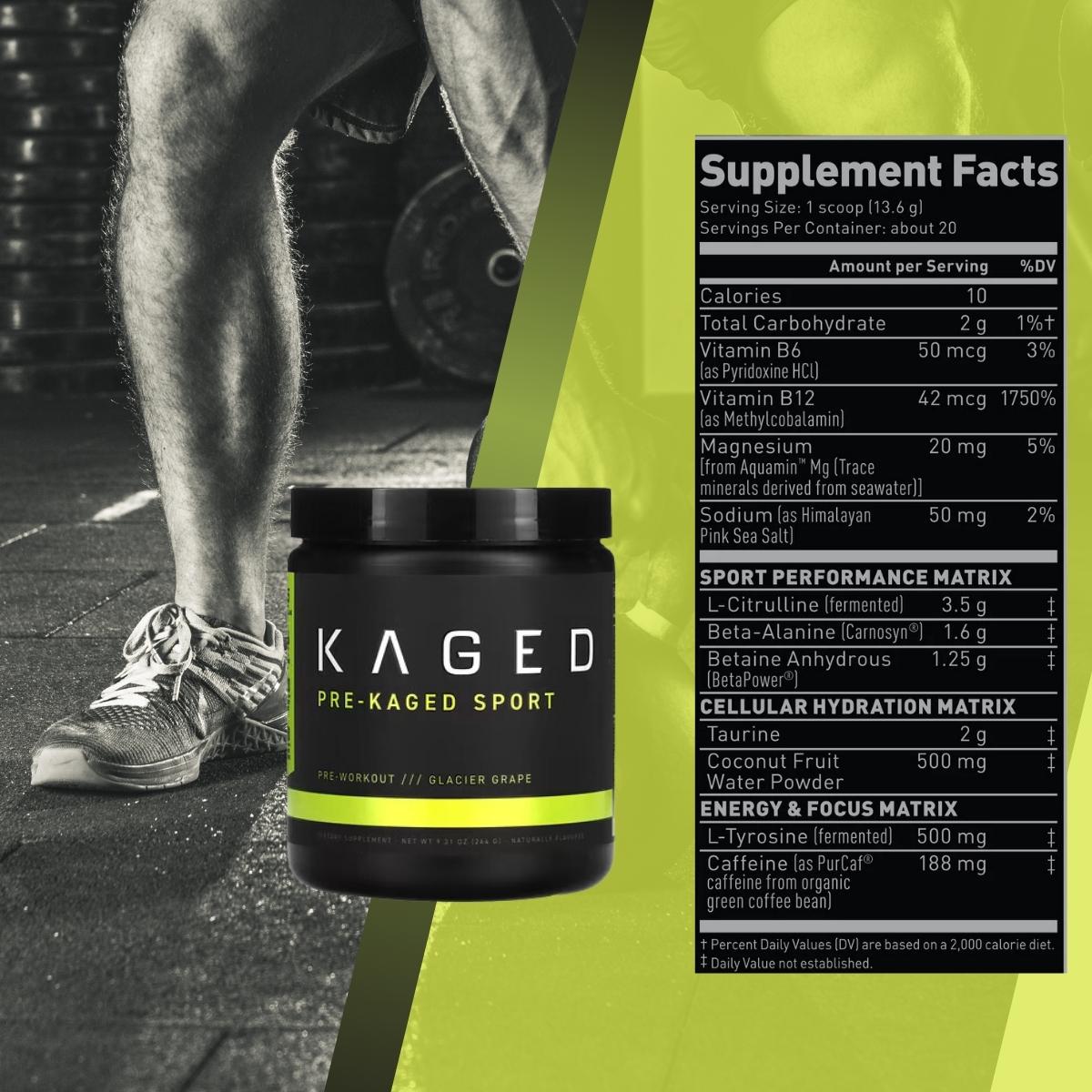 Kaged, PRE KAGED Sport, Pre Workout, 20 servings - Ultimate Sup Singapore