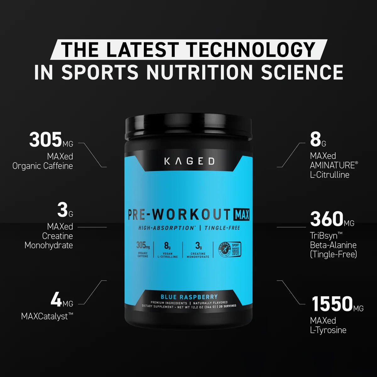 Kaged Pre-Workout Max, High-Absorption Technology, Maximal Pumps, Tingle-Free 20 servings - Ultimate Sup Singapore