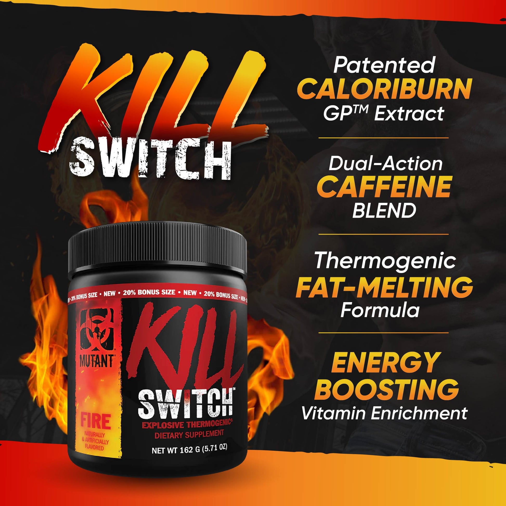 Mutant KILL SWITCH Thermo, Explosive Thermogenic, fat Burner, Fasted Cardio, Burn Energy Drink, 162g - Ultimate Sup Singapore