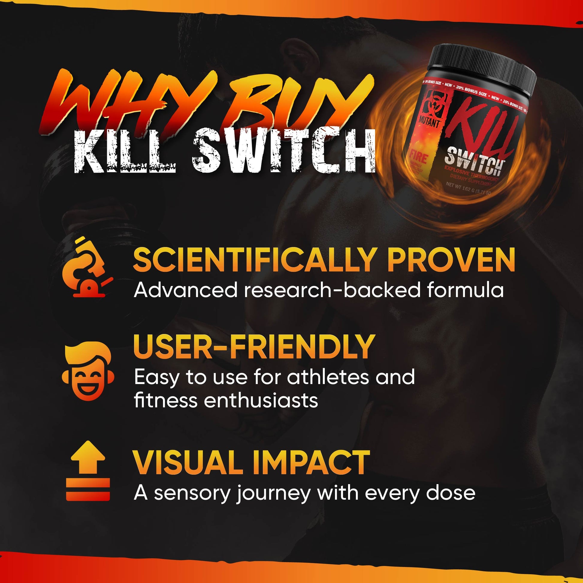 Mutant KILL SWITCH Thermo, Explosive Thermogenic, fat Burner, Fasted Cardio, Burn Energy Drink, 162g - Ultimate Sup Singapore