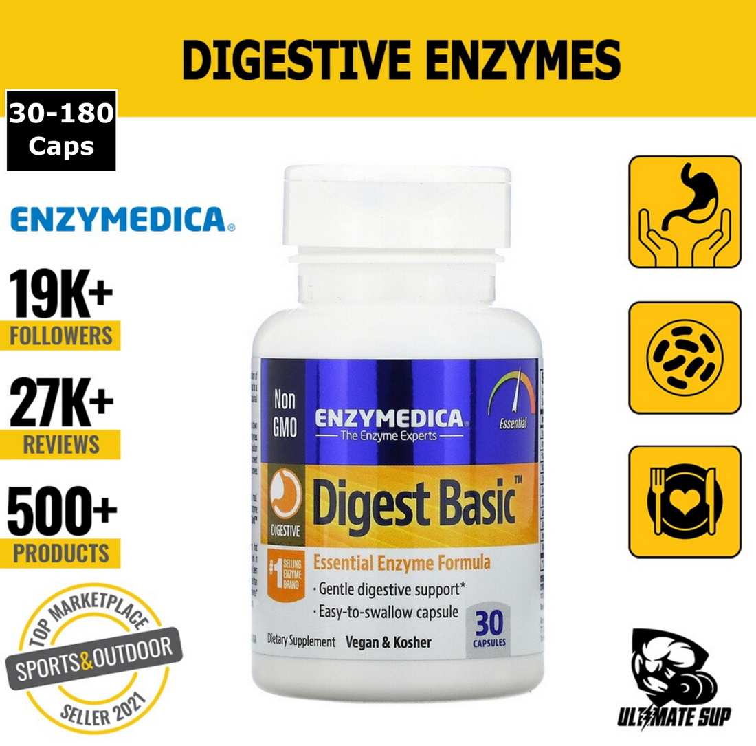 Enzymedica Digest Basic, Essential Enzyme Formula, Support Healthy Digestion 30-180 Counts - Ultimate Sup Singapore