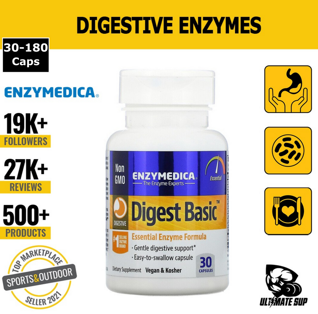 Enzymedica Digest Basic, Essential Enzyme Formula, Support Healthy Digestion 30-180 Counts, Thumbnails