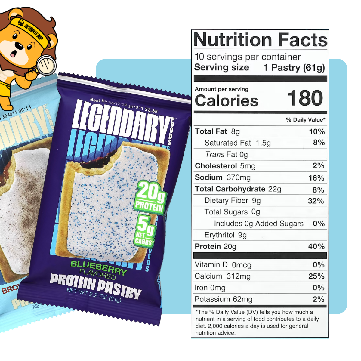 Legendary Foods, Protein Pastry, 20g Protein, Various Flavours, 61g, 3-10pcs - Ultimate Sup Singapore