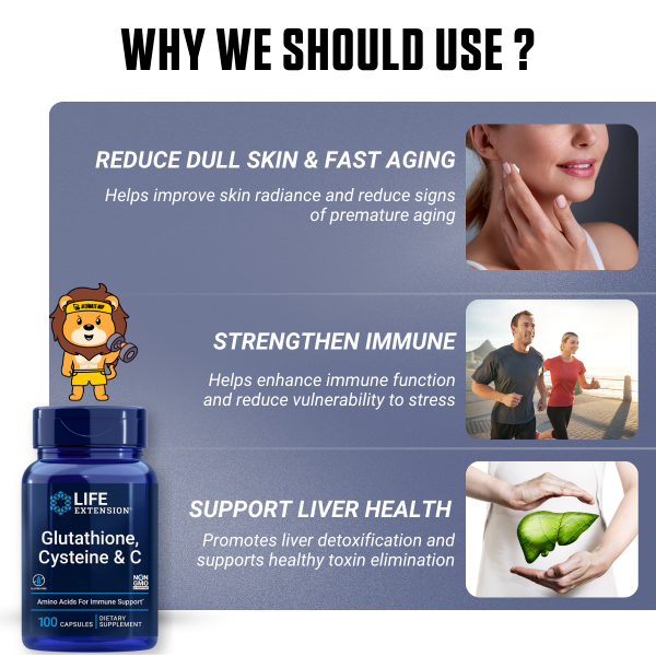 Life Extension, Glutathione, Cysteine, Vitamin C, 100 capsules - Ultimate Sup Singapore