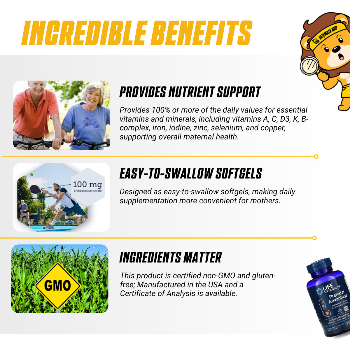 Life Extension, Prenatal Advantage, 120 Easy-To-Swallow Softgels - Ultimate Sup Singapore