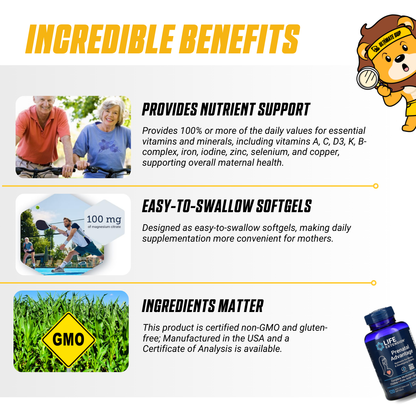 Life Extension, Prenatal Advantage, 120 Easy-To-Swallow Softgels - Ultimate Sup Singapore