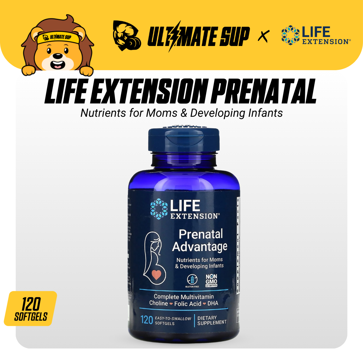Life Extension, Prenatal Advantage, 120 Easy-To-Swallow Softgels - Ultimate Sup Singapore
