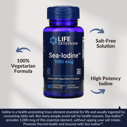 Life Extension, Sea-Iodine, 1,000 mcg, 60 Vegetarian Capsules - Ultimate Sup Singapore
