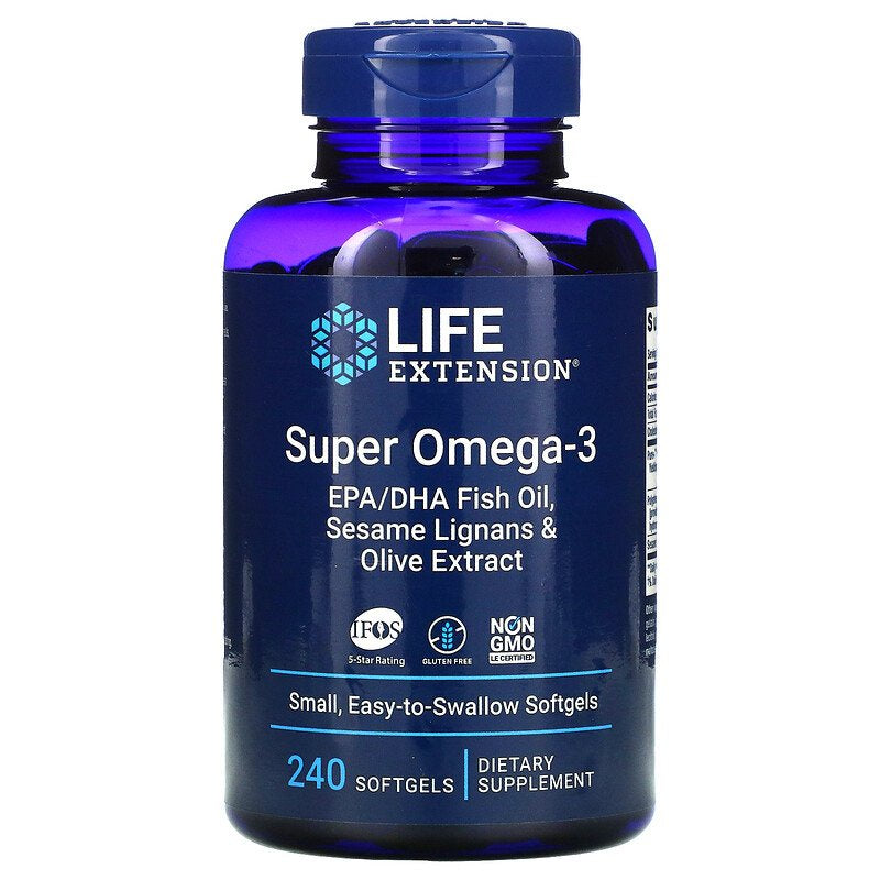 Life Extension Super Omega-3, 180 EPA/120DHA Fish Oil, 240 Softgels - Ultimate Sup Singapore