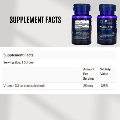 Life Extension, Vitamin D3, 60-250 Softgels - Ultimate Sup Singapore