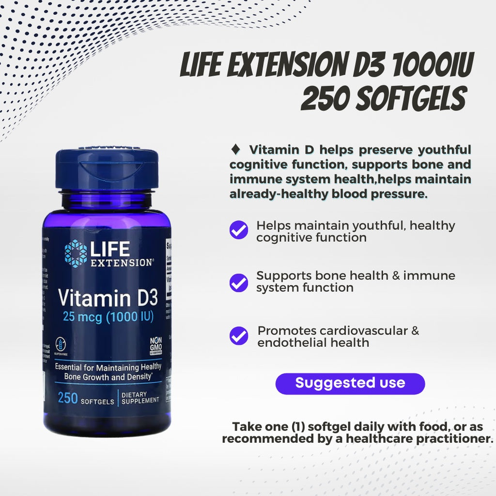 Life Extension, Vitamin D3, 60-250 Softgels - Ultimate Sup Singapore