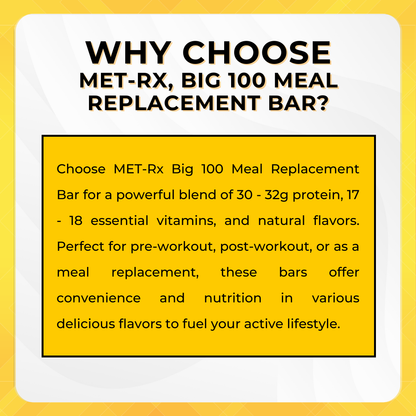 MET-Rx Big 100 Protein Bars, Meal Replacement, 3-9 bars - Ultimate Sup Singapore