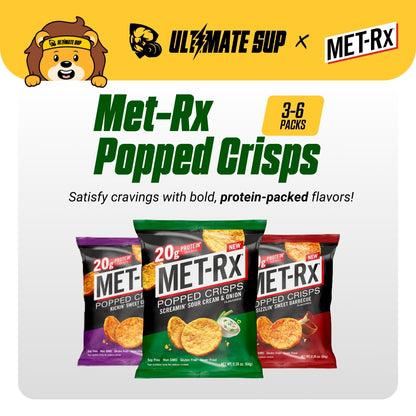 Met-Rx Popped Protein Crisps, Protein Chip, 20g protein, Non GMO, Gluten Free 6pcs - Ultimate Sup Singapore