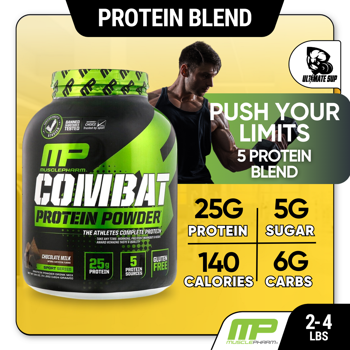 MusclePharm, Combat Protein Powder, 2-4lbs - Ultimate Sup Singapore