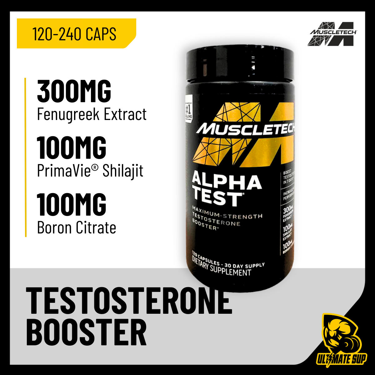 MuscleTech, Alpha Test Boost, 240 Capsules - Ultimate Sup Singapore