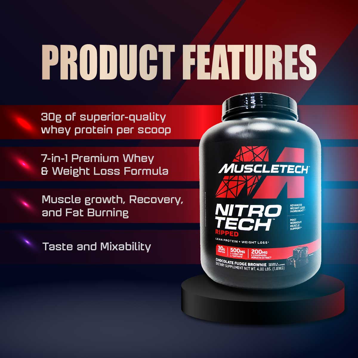 MuscleTech, Nitro Tech Ripped Protein 2-4 lbs - Ultimate Sup Singapore