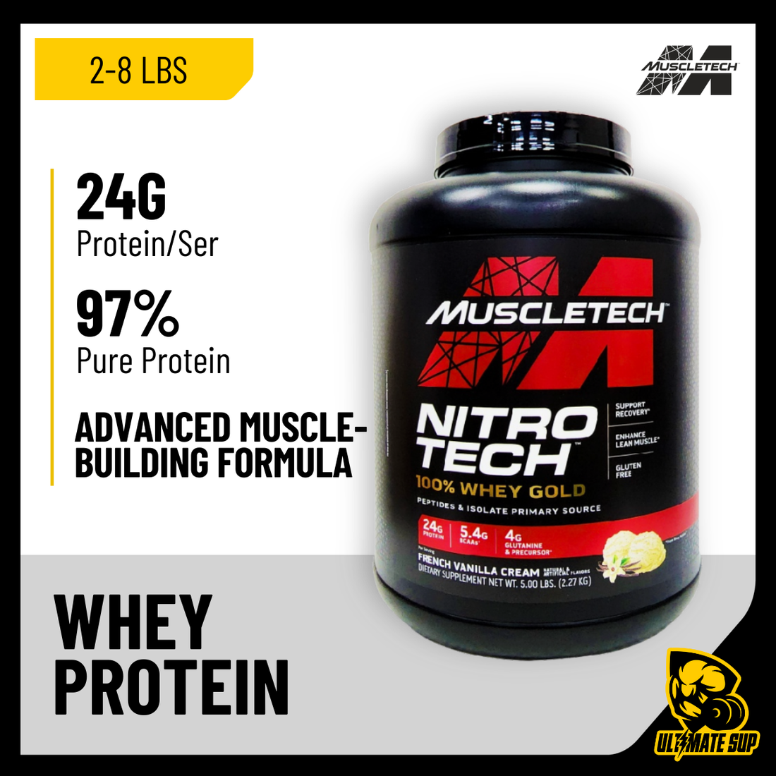 MuscleTech, Nitro Tech Whey Gold, 2-8lbs - Ultimate Sup Singapore