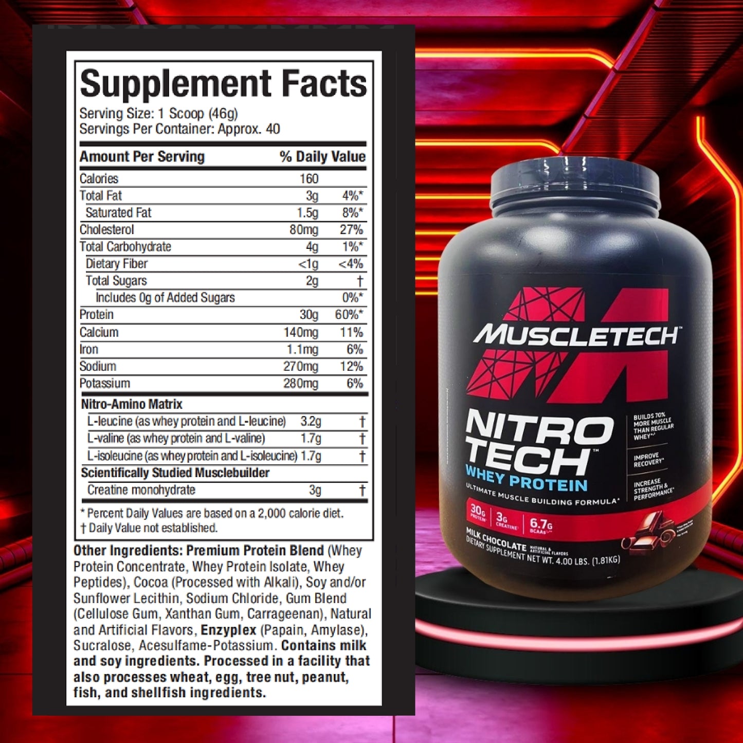 MuscleTech, NitroTech Whey Protein, 2-4lbs - Ultimate Sup Singapore
