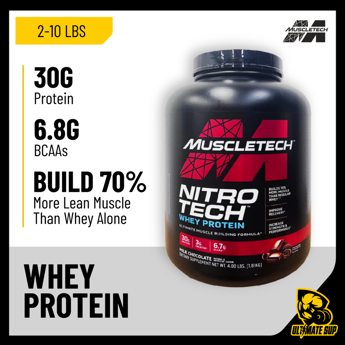 MuscleTech, NitroTech Whey Protein, 2-4lbs - Ultimate Sup Singapore