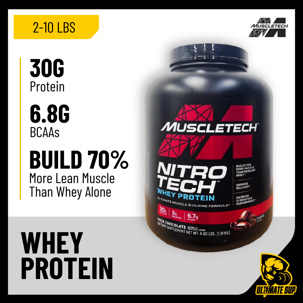 MuscleTech, NitroTech Whey Protein, 2-4lbs - Ultimate Sup Singapore