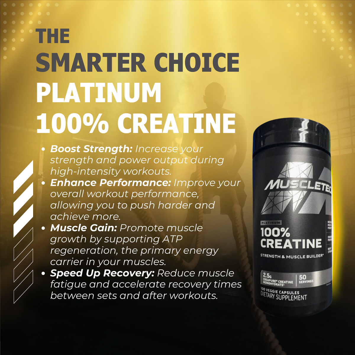 MuscleTech, Platinum 100% Creatine, Strength & Muscle Builder, 100 Veggie Capsules - Ultimate Sup Singapore